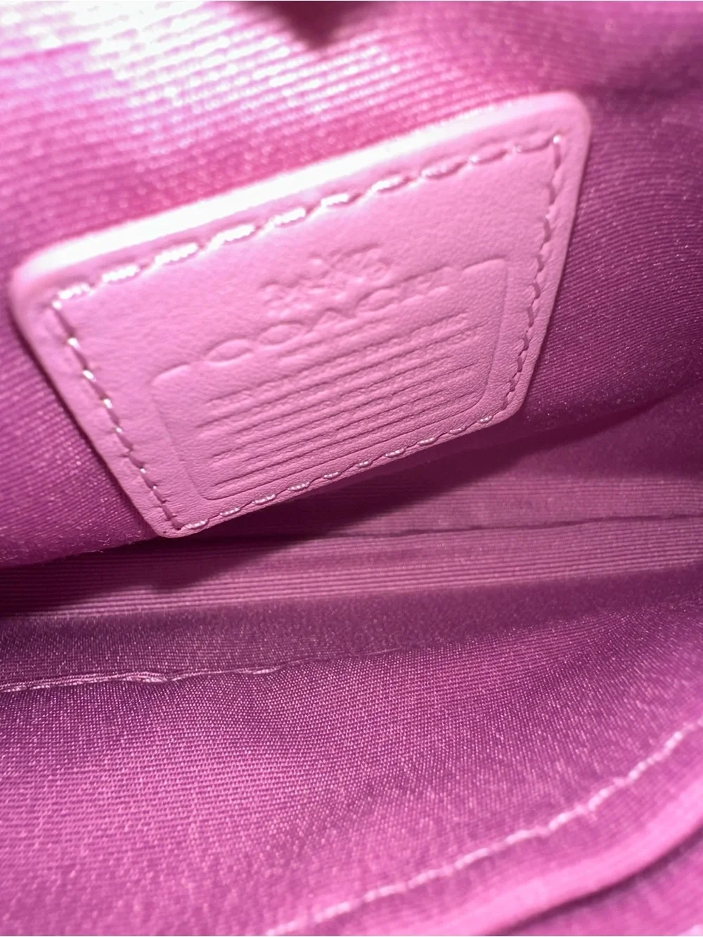 Coach Pink Shearling-Trim Wristlet Pouch